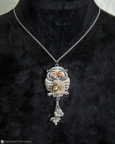 Gold owl necklace - gold,